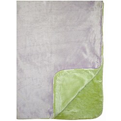 Flower Basket Lilac/ Green Velor Plush Blanket