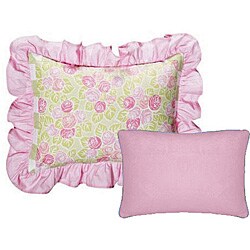 Bacati Flower Basket Pink/ Green Boudoir Pillow Set.
