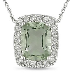 10k Gold Green Amethyst and 1/4ct TDW Diamond Necklace