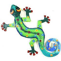 Painted Metal Jungle Design Gecko (Haiti)