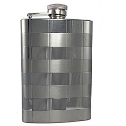 Stainless Steel Brushed/ Polished/ Grooved 6-ounce Stripe Flask