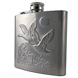 Stainless Steel 'Geese in Flight' Embossed 6-ounce Flask