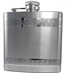 Stainless Steel 6-ounce Brushed and Polished Patterned Flask