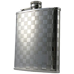 Stainless Steel Brushed/ Polished 6-ounce Checkered Flask
