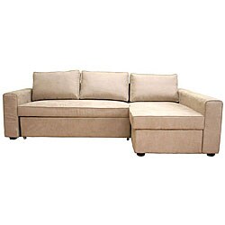 Beige Microfiber Sectional Sofa with Storage Chaise
