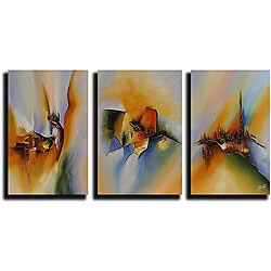 Abstract Hand-painted Oil on Canvas (Set of 3)