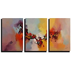 Abstract Hand-painted Oil on Canvas (Set of 3)