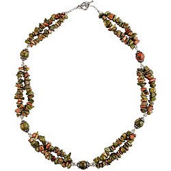 Sterling Silver Unakite Jasper Handmade Necklace (Thailand)