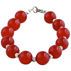 Sterling Silver and Red  Ruby Quartz Handmade Bracelet (Thailand)
