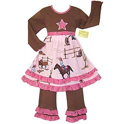 Annloren Boutique Girl's Cowgirl and Horses 2-piece Set