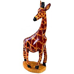 Muhugu Wood Hand-carved Giraffe (India)