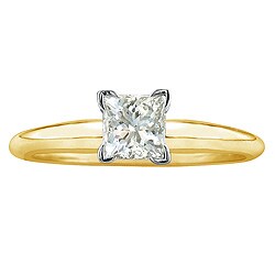 14k Gold 3/8ct TDW Princess Diamond Solitaire Ring (I-J, SI2)