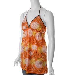 Self Esteem Junior's Orange Empire Waist Halter Tunic