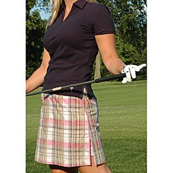 Golftini Women's Pink and Khaki Plaid Skort