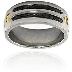 Titanium Ring with Black Steel Cables