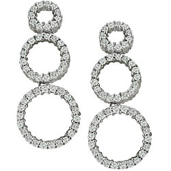 14k White Gold 1/2ct TDW Diamond Triple-circle Earrings (G-H, I1)