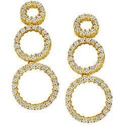 14k Gold 1/2ct TDW Diamond Triple-circle Earrings (G-H, I1)