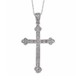 10k Gold 1/10ct TDW Diamond Cross Necklace (J-K, I2)