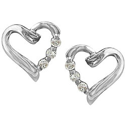 10k Gold 1/6ct TDW Diamond Heart Earrings