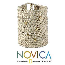 Gold-accented Palm 'Golden Raindrops' Wristband Bracelet (Brazil)