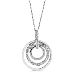 Sterling Silver Diamond Layered Circle Necklace