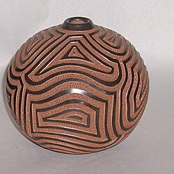 Clay Carved Geometric Vase (Nicaragua)