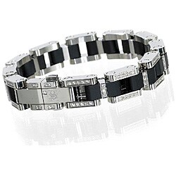 Stainless Steel 1 1/2ct TDW Diamond Men's Bracelet (I, I1-I2)