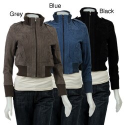 Last Kiss Women's Suede Bomber Jacket
