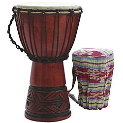 Mahogany Celtic Labyrinth Djembe Drum (Indonesia)