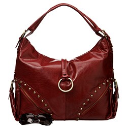 Sophia Visconti Red Studded Leather Hobo-style Bag