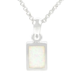 Sterling Silver Created White Opal Necklace