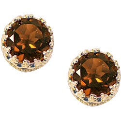 14k White Gold Smokey Quartz Stud Earrings