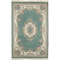 Hand-knotted Aubusson Wool Rug (3' x 5' Oval).