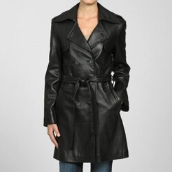Plus Size Clothing,  Plus Size Womens Clothing Izod Women's Plus Size New Zealand Lambskin Leather Belted Trench Coat plus size coats,  plus size coat,  plus size jackets,  