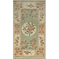 Hand-knotted Oriental Aqua Rug (2'1 x 3'8)