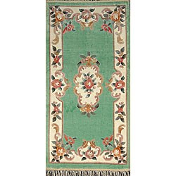 Hand-knotted Light Aqua Oriental Silk Rug (2'2 x 4'3)