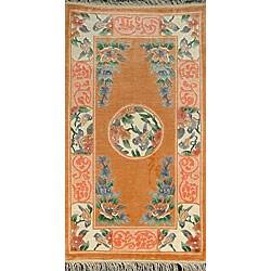 Hand-knotted Oriental Copper Silk Rug (2'1 x 3'9)