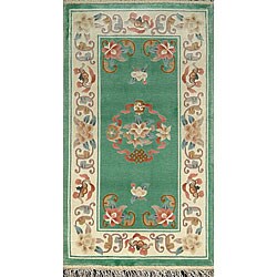 Hand-knotted Oriental Aqua Viscose Rug (2'1 x 3'8)