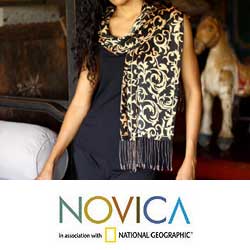 Silk 'Nocturnal Royale' Batik Scarf (Indonesia)
