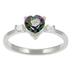 Sterling Silver Heart-cut Mystic Topaz Ring
