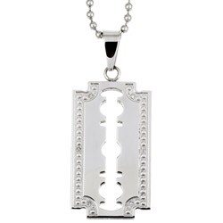 Stainless Steel Men's Diamond Razor Necklace