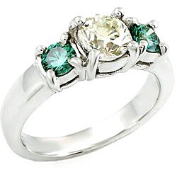 14k Gold 1 5/8ct TDW White/ Blue-green Diamond Ring (H, I1) (Size 6.75)