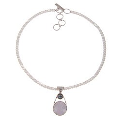 Silver Art Nouveau FW Pearl/ Labradorite Necklace (USA)