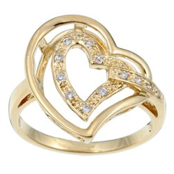 14k Gold over Silver Cubic Zirconia Heart Ring