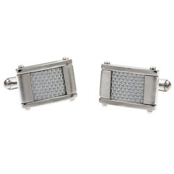 Stainless Steel Men's Carbon Fiber Inlay Cuff Links