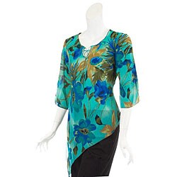 Kaelyn Max Women's Teal Asymmetrical Blouse