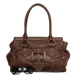Melie Bianco Satchel with Decorative Front Buckle