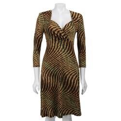 Connected Apparel Women's Printed Sweater Knit Dress.