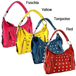 H2W Faux Leather Studded Satchel