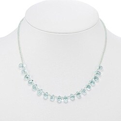 Sterling Silver Blue Aquamarine Bead Necklace (Thailand)